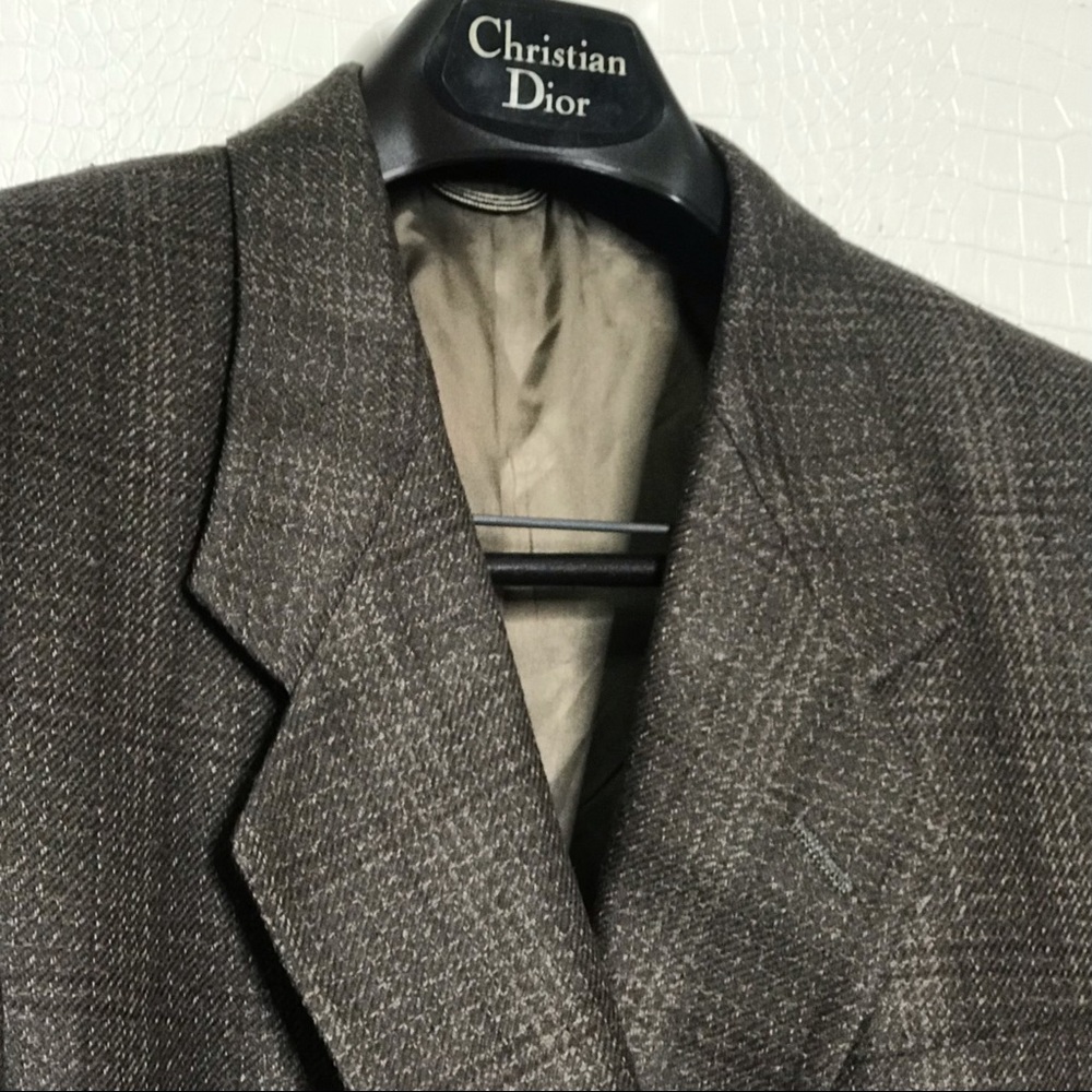 NWOT VINTAGE DIOR BLAZER BROWN CHECKERED 48L